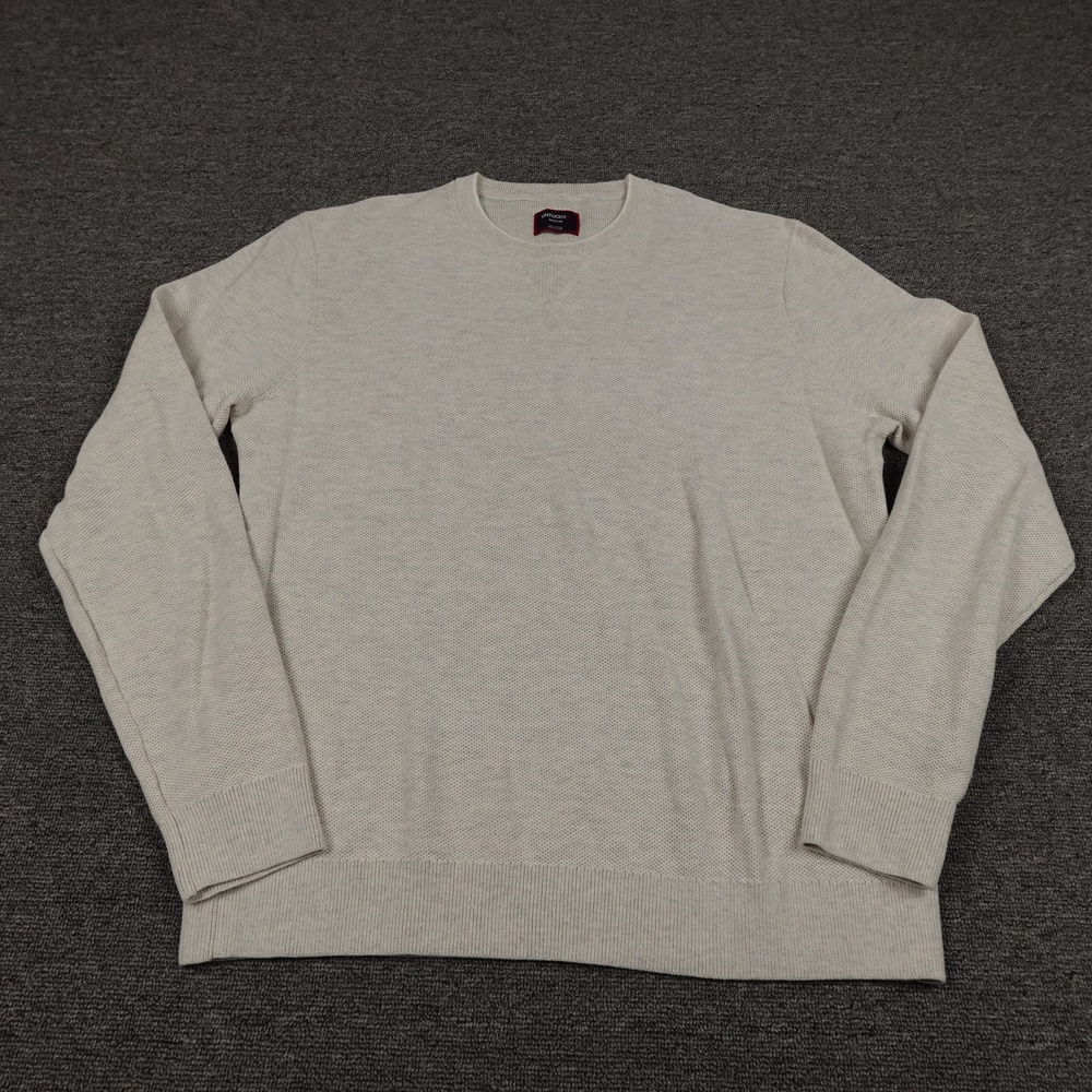 UNTUCKit Sweater Mens Medium White Waffle Knit Cotton Crewneck Pullover Casual